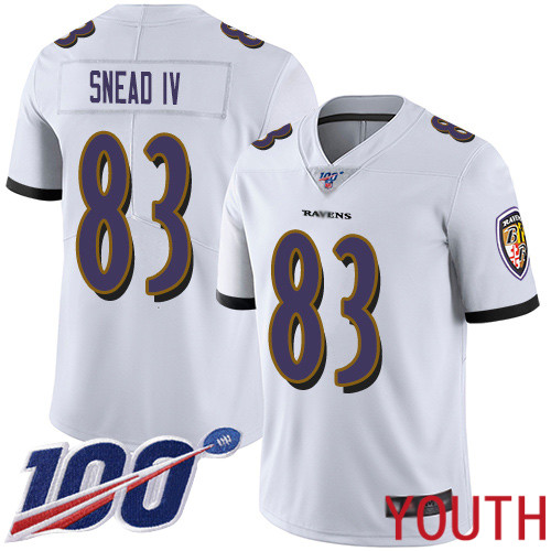 Baltimore Ravens Limited White Youth Willie Snead IV Road Jersey NFL Football #83 100th Season Vapor Untouchable